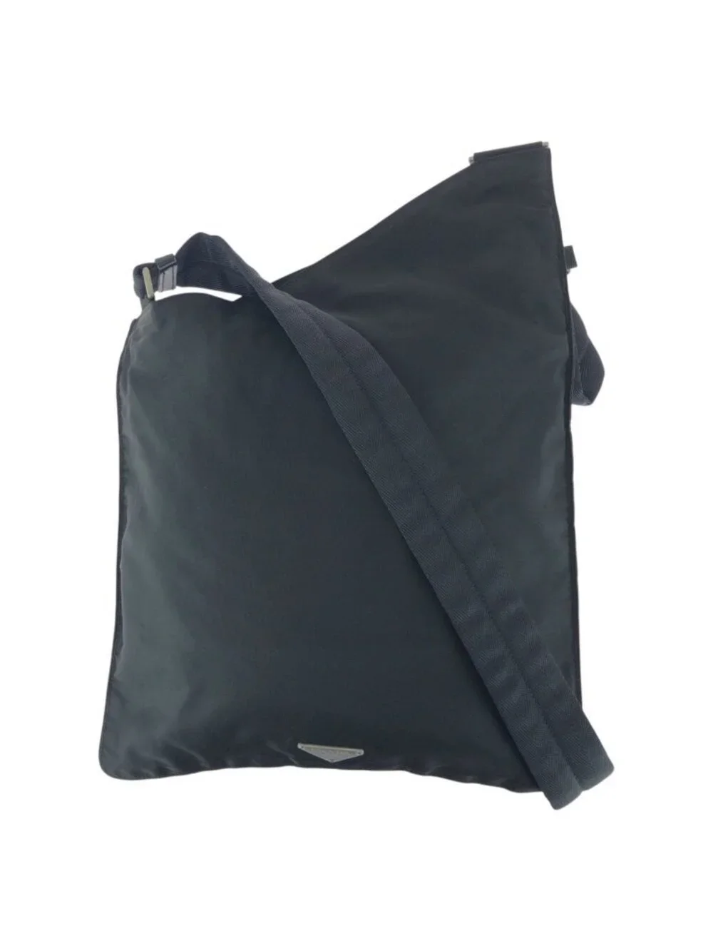 Prada Tessuto Black Silver Nylon Shoulder Bag Crossbody Pochette